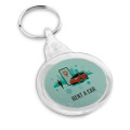 BOLING. Circular shaped clear PS keyring