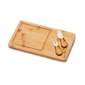 WOODS. Bamboo cheese board with 2 bamboo and stainless steel accessories