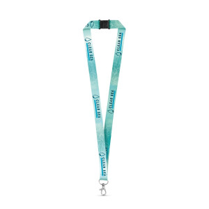 DOVER. SET Lanyard SUBLIMATION Long II (20 mm) in recycled polyester (100% rPET) with Hook Trigger Snap 20 mm and safety lock