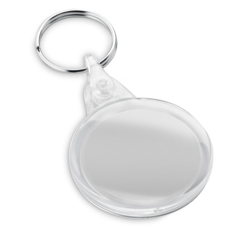 BOLING. Circular shaped clear PS keyring