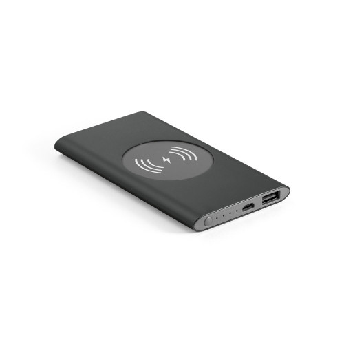 CASSINI. Power bank 4.000 mAh with 5W wireless charger in recycled aluminium (100% rAL)