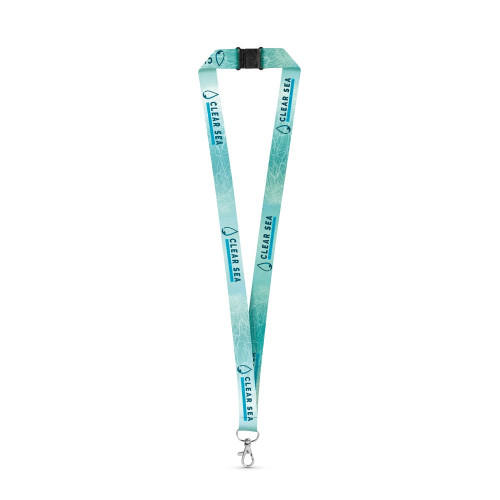 DOVER. SET Lanyard SUBLIMATION Long II (20 mm) in recycled polyester (100% rPET) with Hook Trigger Snap 20 mm and safety lock